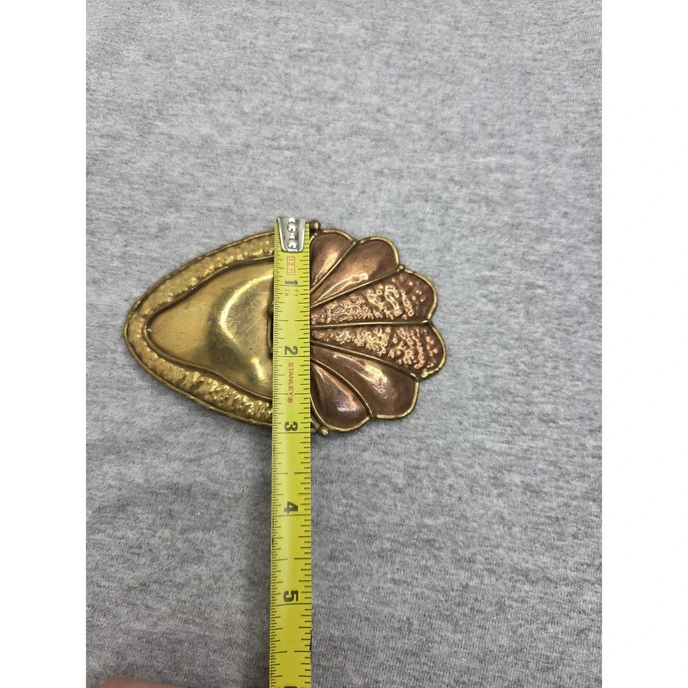 Vintage Brutalist Abstract Shell Bronze Gold Belt Buckle